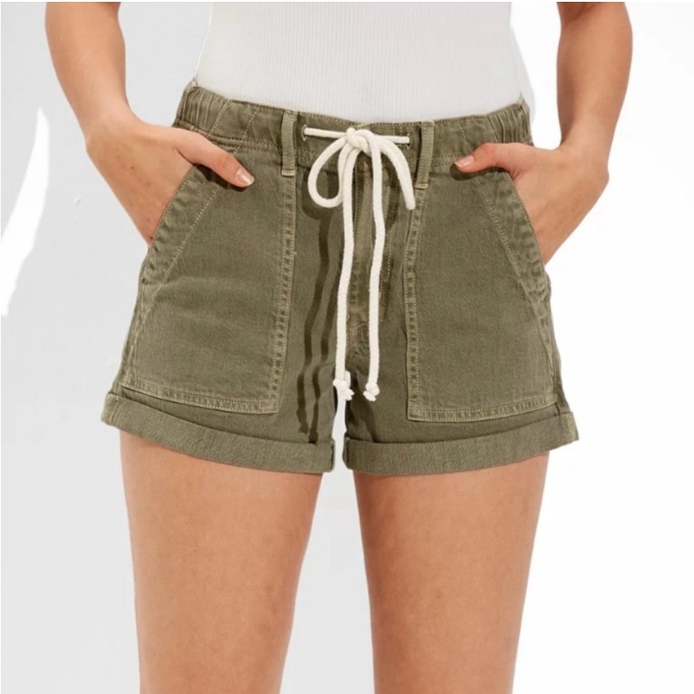American Eagle Green Relaxed Casual Denim Shorts Size 14
